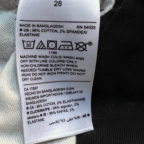 SIZE 28” Waist Teen/Young Man’s Black Cotton Shorts, Preloved - Picture 3 of 3